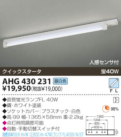 KOIZUMI 天井直付器具 AHG430231 | 商品紹介 | 照明器具の通信販売