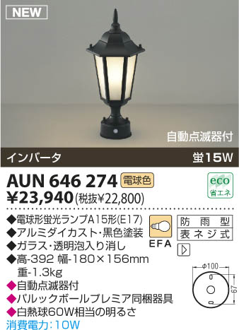 コイズミ照明 KOIZUMI 門柱灯 AUN646274 | 商品紹介 | 照明器具の通信 