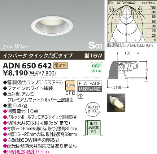 コイズミ照明 KOIZUMI SG形ダウンライト ADN650642 | 商品紹介 | 照明