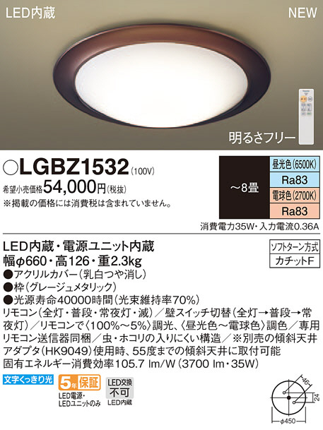 Panasonic LED シ－リングライト LGBZ1532 | 商品紹介 | 照明器具の