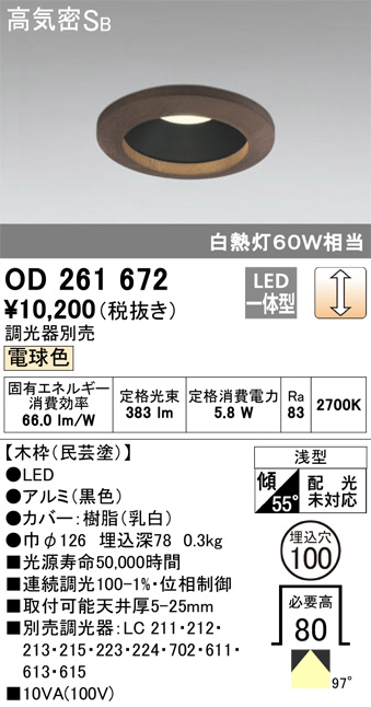1815円 低価格 オーデリック ODELIC OD261672R LEDダウンライト