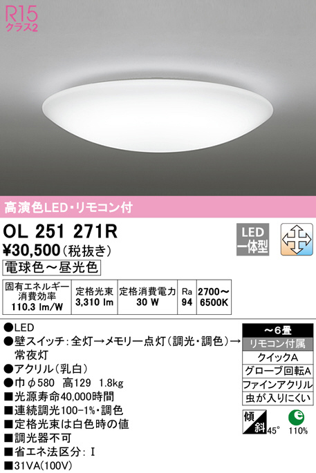 ODELIC オーデリック シーリングライト OL251271R | 商品紹介 | 照明 