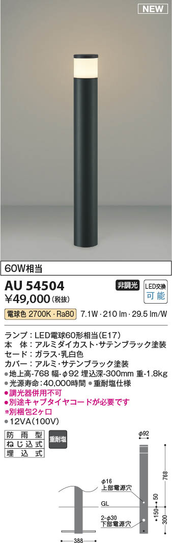 KOIZUMI KOIZUMI コイズミ照明 LEDガーデンライト(重耐塩塗装) AU54504