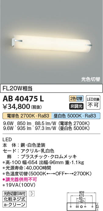 Koizumi コイズミ照明 ブラケットAB40475L | 商品紹介 | 照明器具の