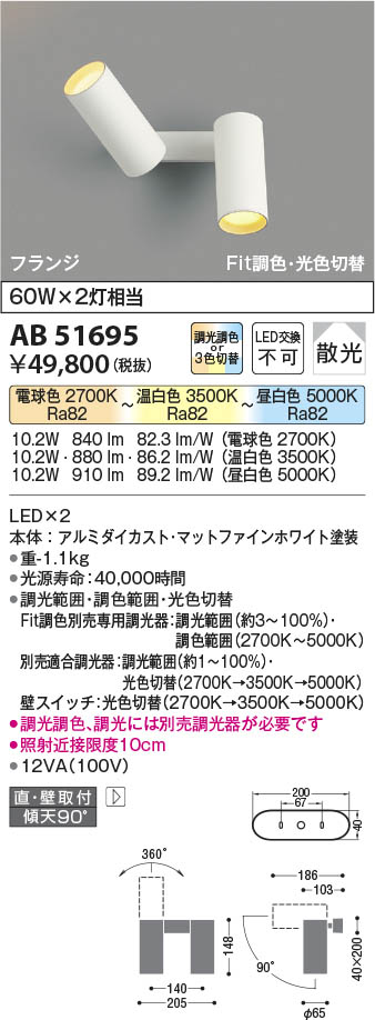 Koizumi コイズミ照明 可動ブラケットAB51695 | 商品紹介 | 照明器具の ...