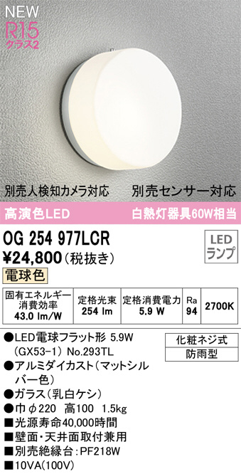 OG043433LR オーデリック ガーデンライト 白熱灯器具40W相当 電球色 防雨型 - 2
