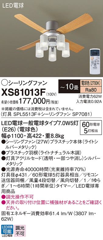 Panasonic シーリングファン XS81013F | 商品紹介 | 照明器具の通信