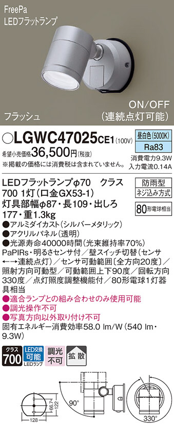 Panasonic エクステリアスポットライト LGWC47025CE1 | 商品紹介