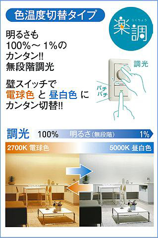 ② 色切替　2700K⇔5000K調光　φ125 ダウンライト DAIKO 大光電機 色温度切替ダウンライト DDL-5659FWG | 商品紹介
