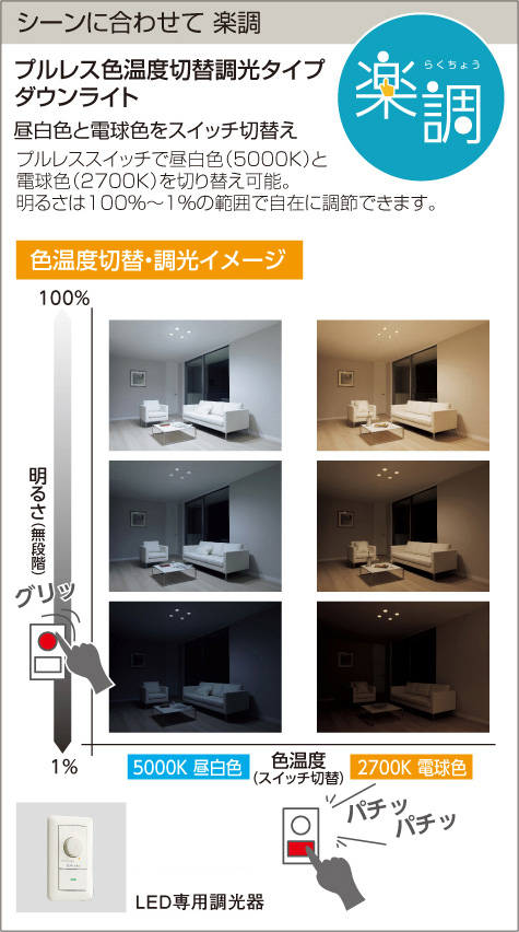 DAIKO 大光電機 色温度切替ダウンライト DDL-5659FWG | 商品紹介