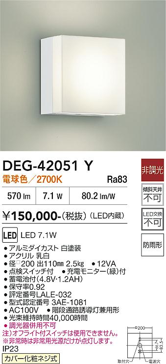 DAIKO 大光電機 非常灯 DEG-42051Y | 商品紹介 | 照明器具の通信販売