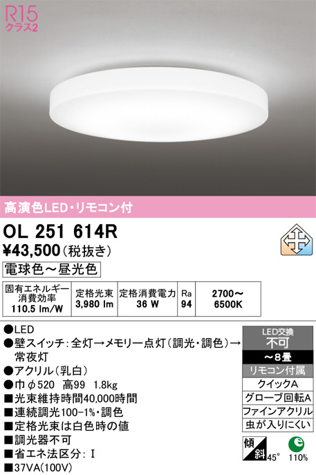 ODELIC オーデリック LED シーリングライト OL251614R | 商品紹介