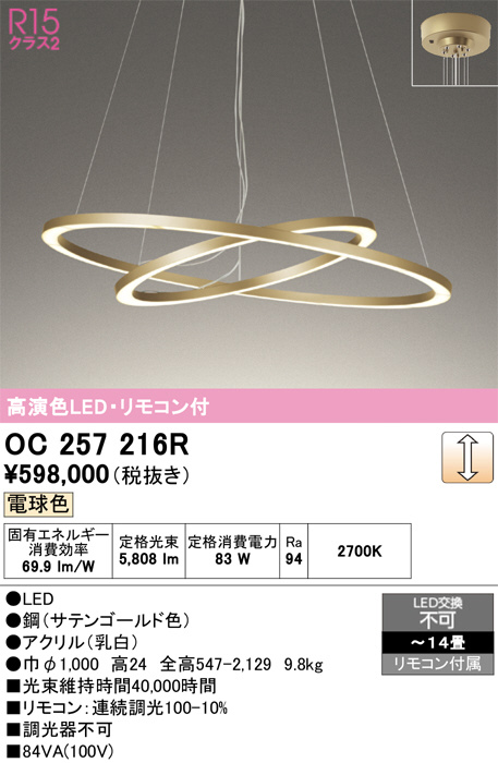 ODELIC オーデリック LED シャンデリア OC257216R | 商品紹介 | 照明