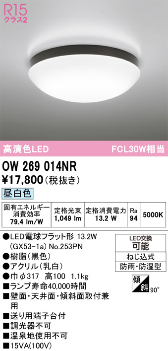 ODELIC オーデリック LED バスルームライト OW269014NR | 商品紹介