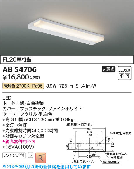 Koizumi コイズミ照明 LED流し元灯 AB54706 | 商品紹介 | 照明器具の