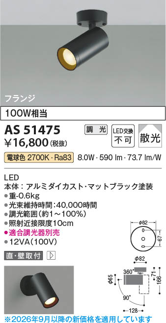 Koizumi コイズミ照明 LEDスポットライト AS51475 | 商品紹介 | 照明